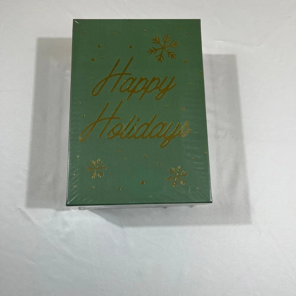Recollections Photo Box Green Plaid Happy Holidays Snowflake New and Sealed